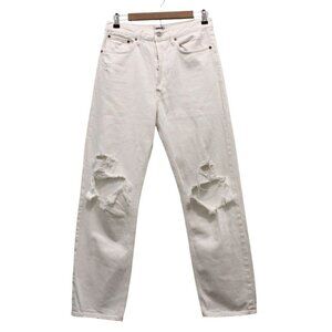 Agolde Jeans Size 27 90s Straight Button Fly White Organic Cotton Distressed